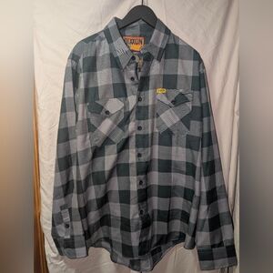 DIXXON Men's Charcoal and Black Plaid Shirt